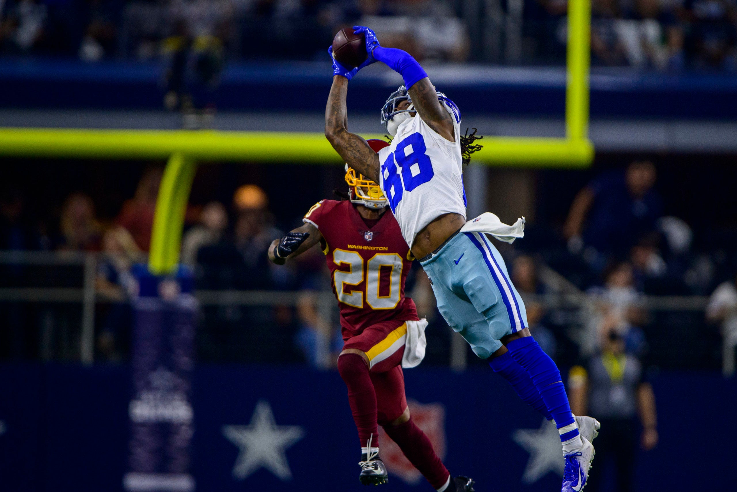 Dec 26, 2021; Arlington, Texas, USA; Dallas Cowboys wide receiver CeeDee Lamb (88) in action during the game between the Washington Football Team and the Dallas Cowboys at AT&T Stadium. Mandatory Credit: Jerome Miron-USA TODAY Sports