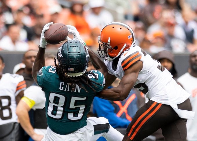 Deon Cain Jalen Reagor Philadelphia Eagles 53-man roster depth chart stats highlights catches trade first round draft pick wide receivers WR offense