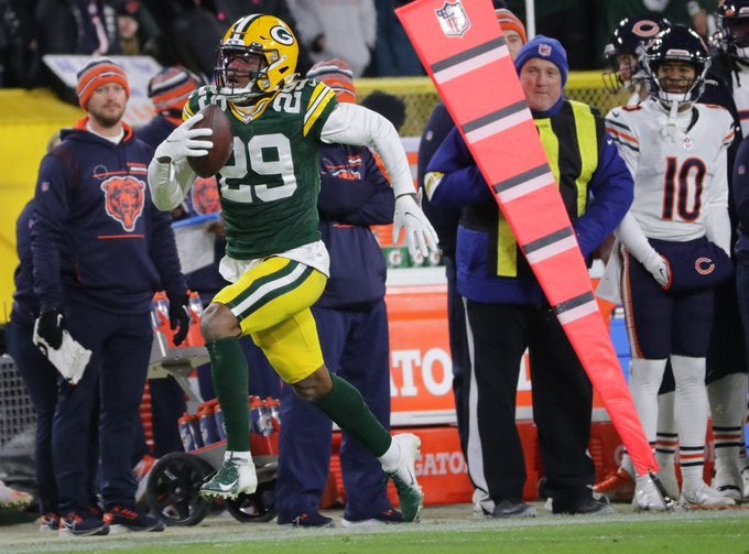 Rasul Douglas CB cornerback slot cover coverage grade passer rating green Bay Packers Jaire Alexander Eric Stokes defense interceptions stats