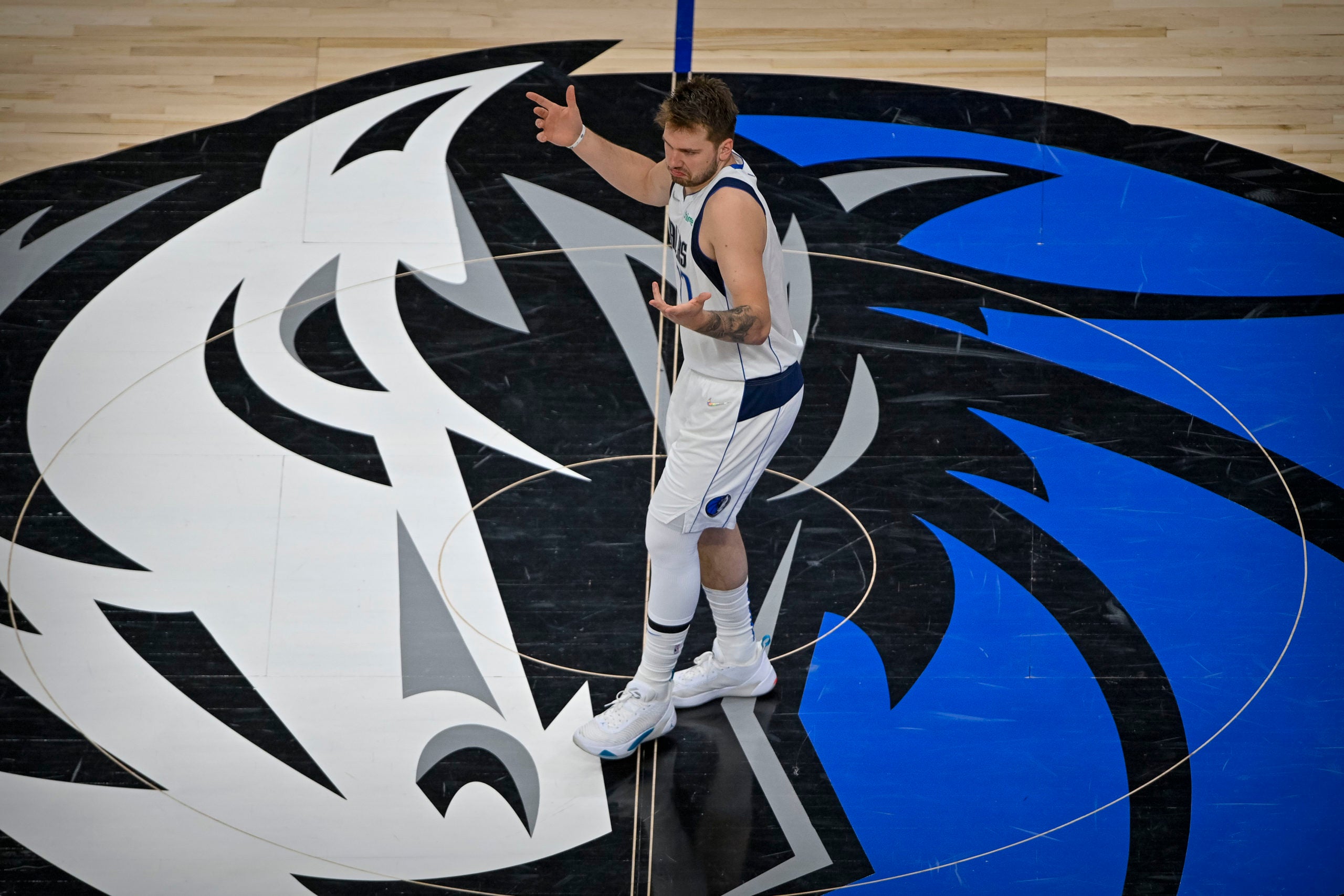 Luka Doncic hands up