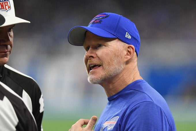 Buffalo Bills HC head coach Sean McDermott dog ate donut mini bye week New York Jets AFC East New England Patriots nfl football news funny