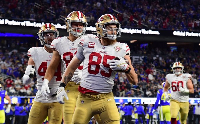San Francisco 49ers tight end George Kittle injured groin injury Chicago Bears Week 1 injury report fantasy football NFL Trey Lance