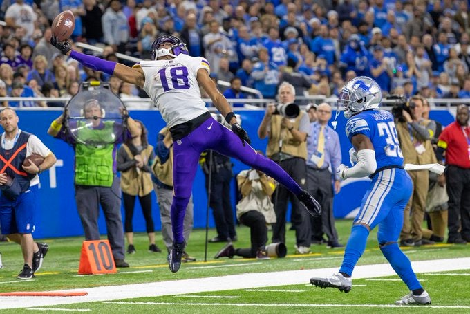 Justin Jefferson franchise record receiving yards detroit lions career high nfl football stats win loss lose news