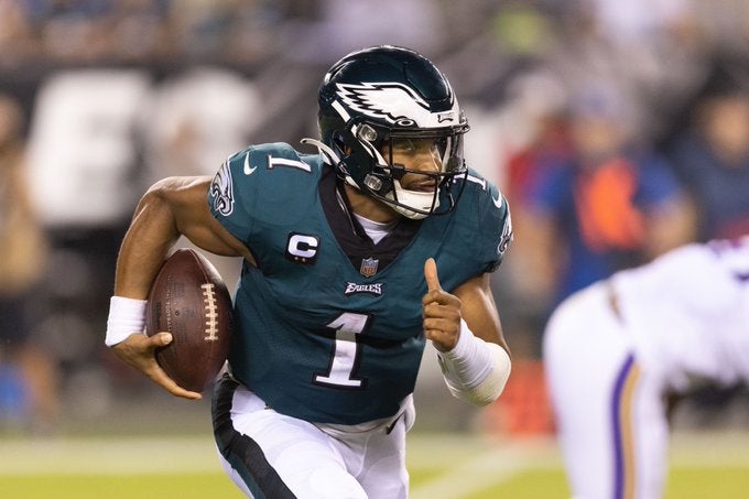 Philadelphia Eagles Jalen hurts MVP rankings Week 2 Week 3 Pro football Focus stats Josh Allen lamar jackson