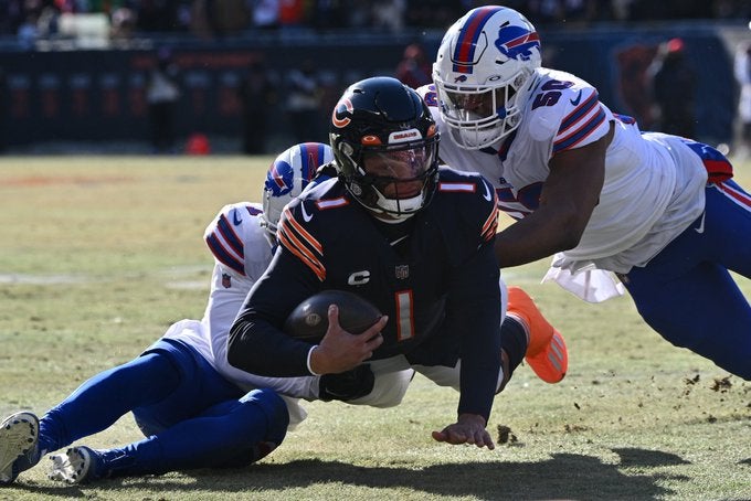 Chicago Bears Justin Fields injury injured Buffalo Bills head coach HC Matt Eberflus nfl football stats news