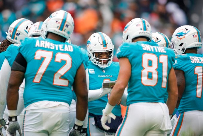 Miami DOlphins playoff scenarios clinch berth postseason wild card AFC New England Patriots Jew York Jets Tua Tagovailoa injury update status news football stats
