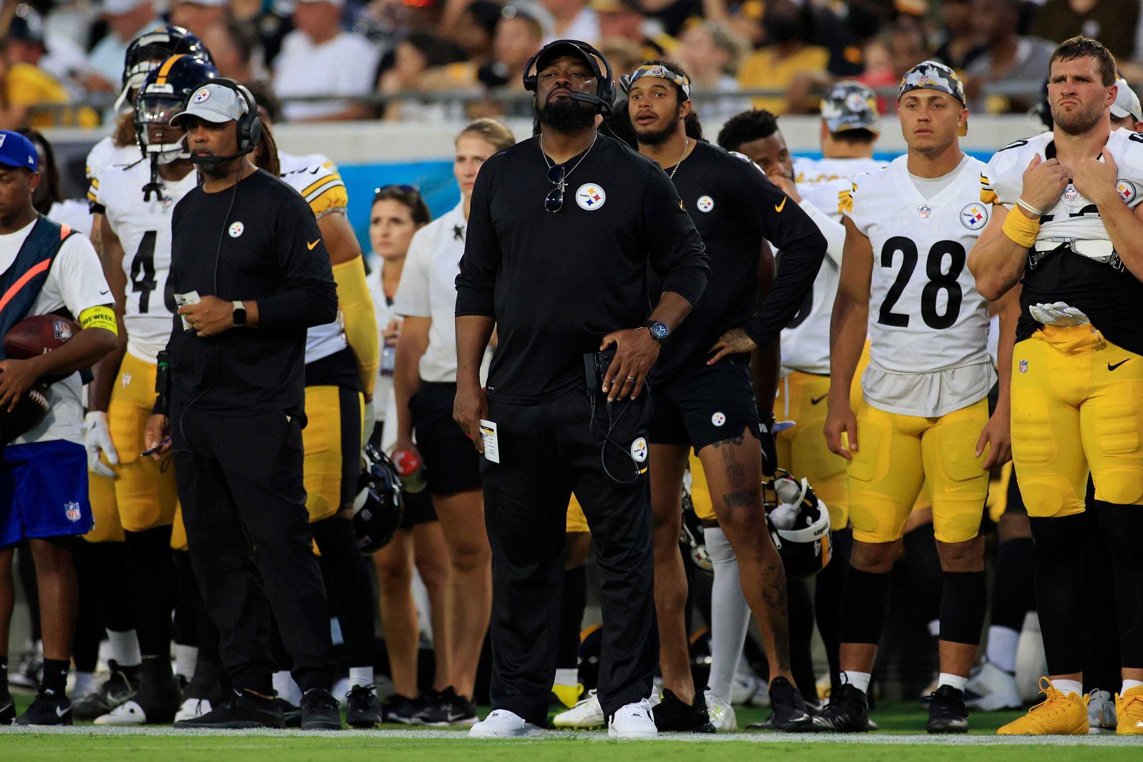 Pittsburgh Steelers head coach Mike Tomlin looks on during the second quarter of an NFL preseason game Saturday, Aug. 20, 2022 at TIAA Bank Field in Jacksonville. [Corey Perrine/Florida Times-Union] Jki 082022 Jags Vs Steelers Cp 110