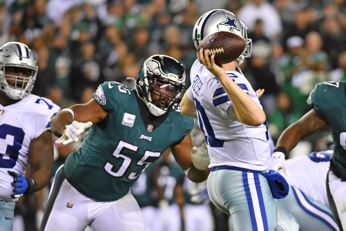 Philadelphia Eagles Brandon Graham All-Pro defense Darius slay james bradnerry pass rush turnovers interceptions sacks pressures PFF rating pro football focus NFL football Pro Bowl news