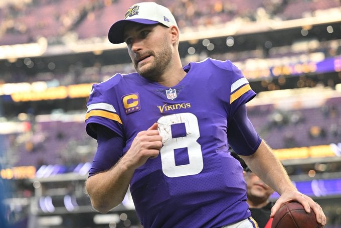 Minnesota Vikings Kirk Cousins stats passing NFL football Detroit Lions Justin Jefferson hits sacks news