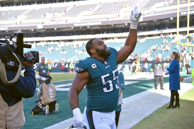 Philadelphia Eagles captain team Brandon Graham head coach Nick Sirianni MNF monday night football primetime showdown Washington Commanders NFC East record standings NFL football culture spread betmgm news