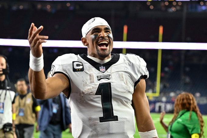 Philadelphia Eagles Buffalo Bills best team in NFL Super Bowl favorite NEw York Jets Week 9 undefeated win loss Josh Allen Jalen Hurts MVP NFL league news