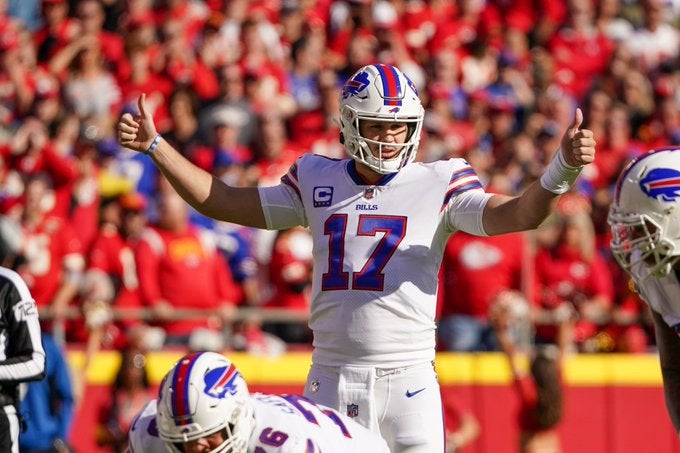 Josh Allen buffalo Bills QB Quarterback Kansas City Chiefs Patrick Mahomes win Week 6 stats playoffs Arrowhead Stadium road NFL football news