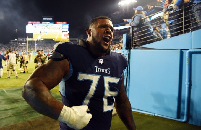 Rodger Saffold Tennessee Titans cut released cap space savings contract Taylor Lewan Dillon Radunz offensive line left guard Mike Vrabel Jon Robinson