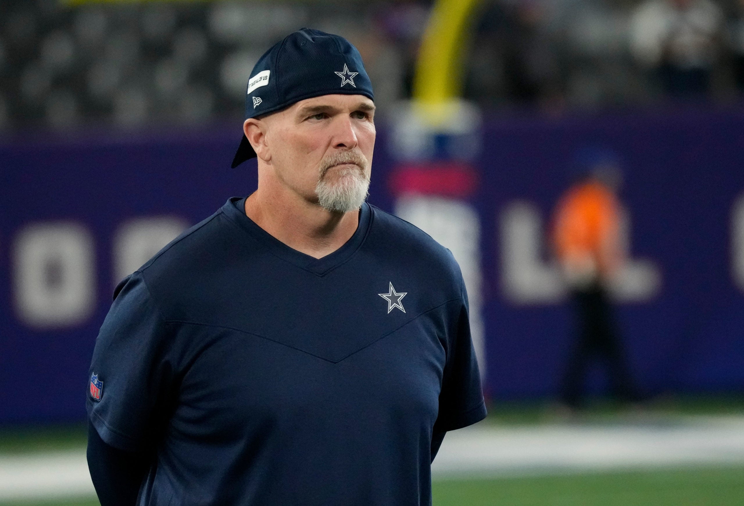 Sep 26, 2022; East Rutherford, NJ, USA; Dallas Cowboys defensive coordinator Dan Quinn at MetLife Stadium. Mandatory Credit: Robert Deutsch-USA TODAY Sports