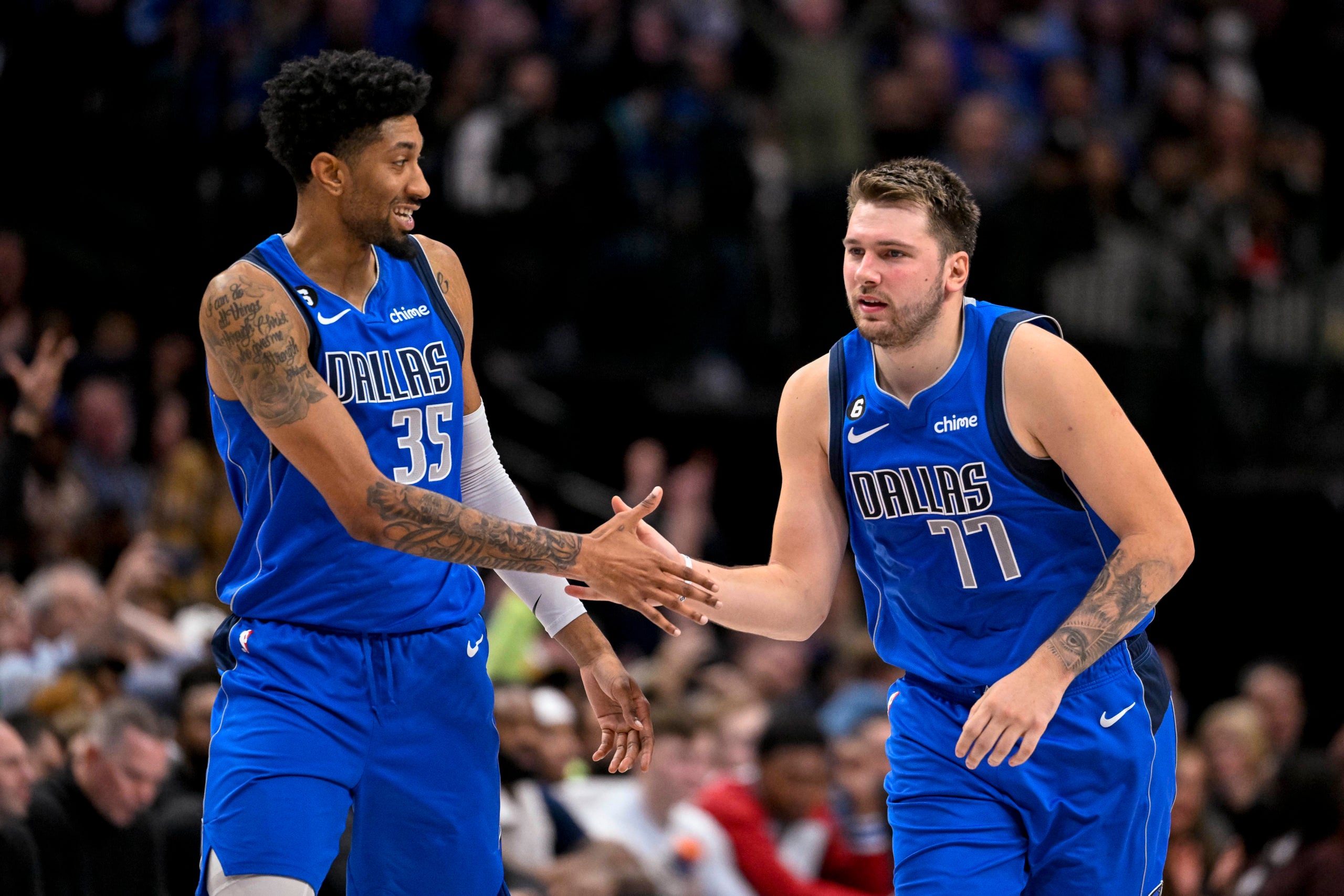 Luka Doncic and Christian Wood