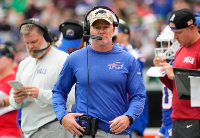 Buffalo Bills Von Miller injury update news torn ACL knee surgery offseason regular season out miss games sacks stats head coach Sean McDermott doctors MRI NFL football
