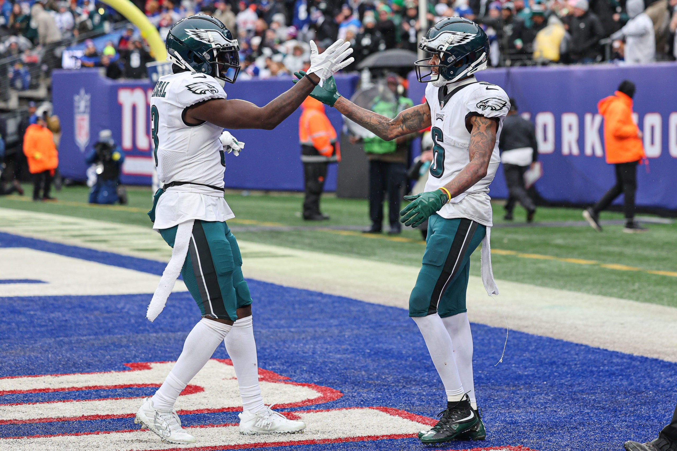 Philadelphia Eagles' DeVonta Smith celebrates