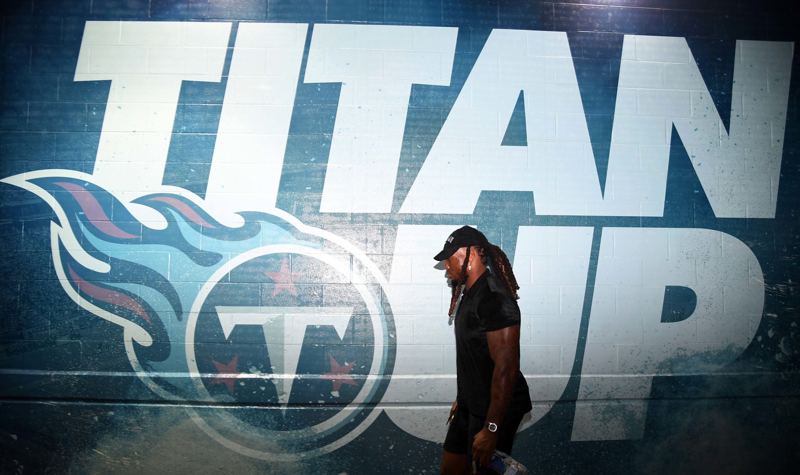 Sep 25, 2022; Nashville, Tennessee, USA; Tennessee Titans running back Derrick Henry (22) walks to the locker room before the game against the Las Vegas Raiders at Nissan Stadium. Mandatory Credit: Christopher Hanewinckel-USA TODAY Sports
