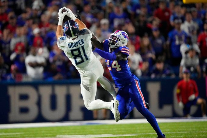 Tennessee Titans offense Las Vegas Raiders defense tight end TE pass Austin Hooper Chig Okonkwo NFL football Week 3