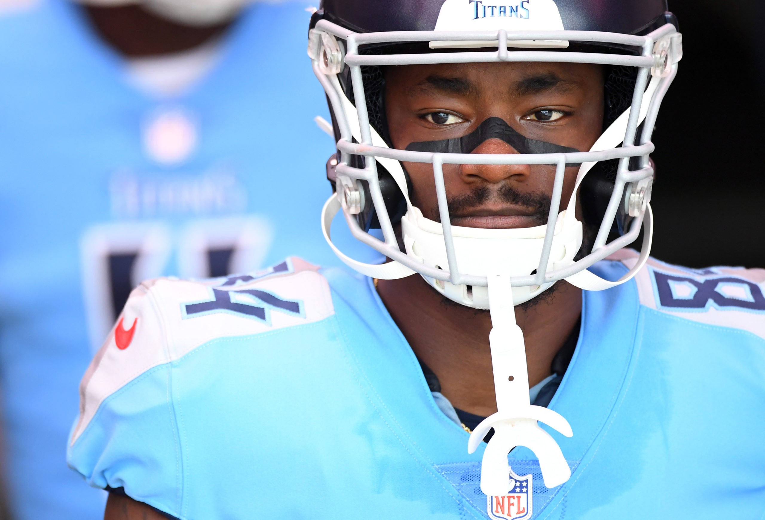 Oct 25, 2020; Nashville, Tennessee, USA; Tennessee Titans wide receiver Corey Davis (84) before the game against the Pittsburgh Steelers at Nissan Stadium. Mandatory Credit: Christopher Hanewinckel-USA TODAY Sports