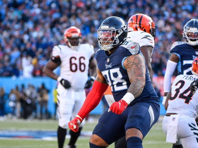 Jeffery Simmons Tennessee Titans DL Top 25 defensive linemen age 25 NFL football sacks Brian Burns Nick Bosa Chase Young