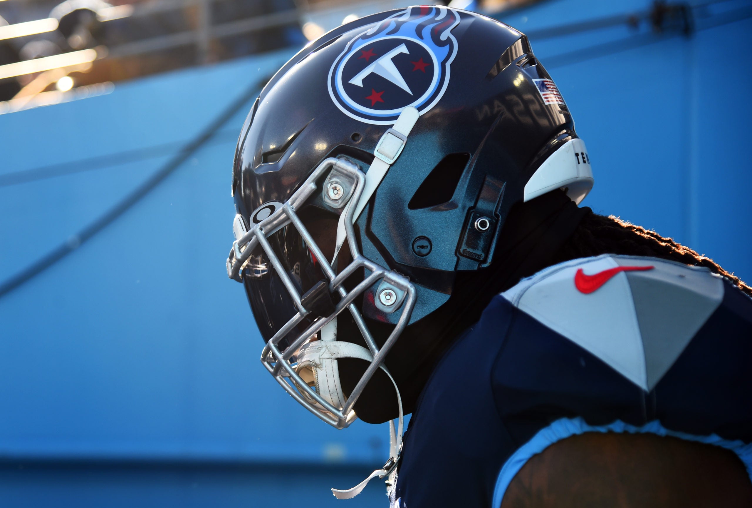 Dec 24, 2022; Nashville, Tennessee, USA; Tennessee Titans running back Derrick Henry (22) waits to take the field before the game against the Houston Texans at Nissan Stadium. Mandatory Credit: Christopher Hanewinckel-USA TODAY Sports