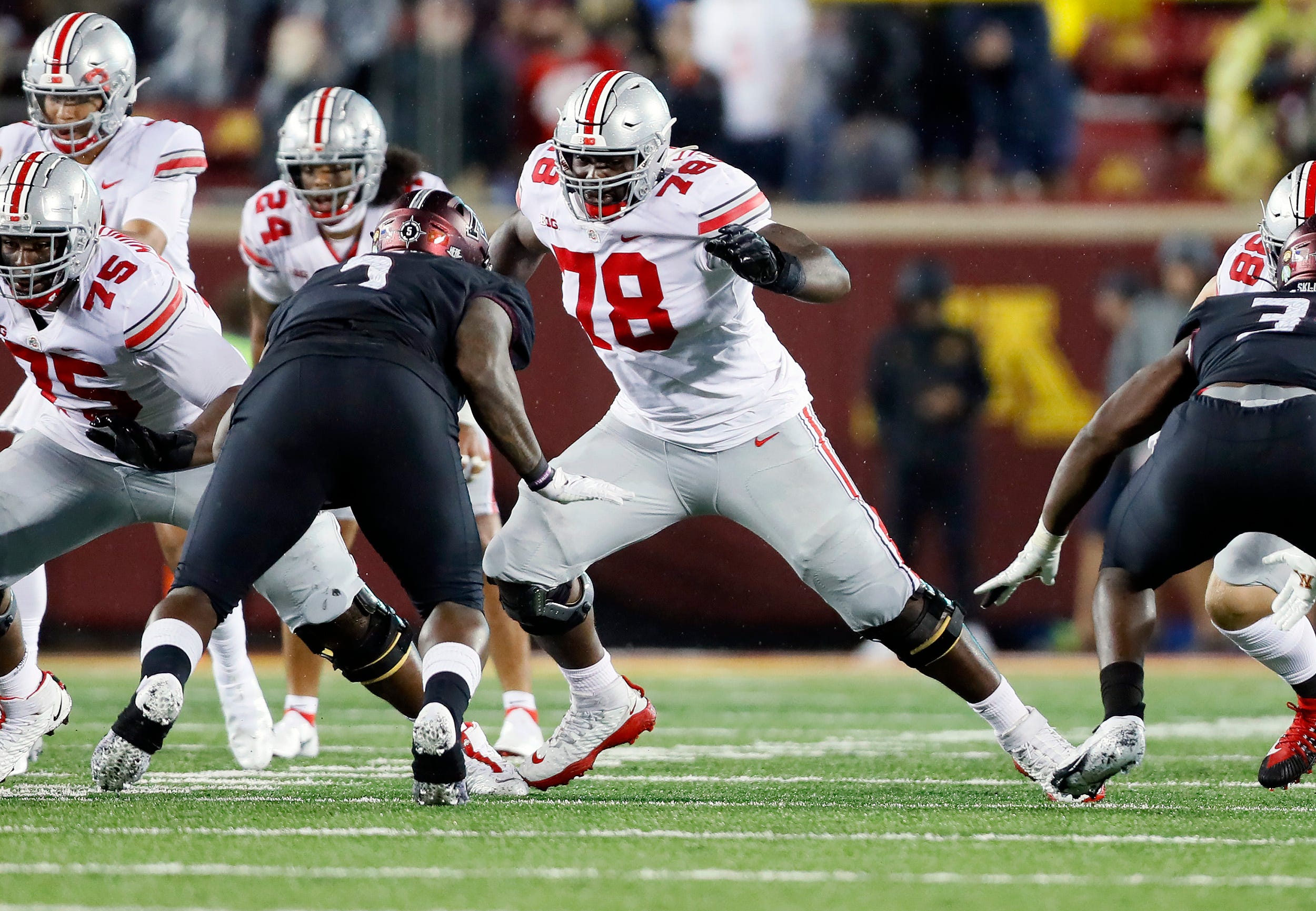 Ohio State Buckeyes offensive tackle Nicholas Petit-Frere (78) against Minnesota Golden Gophers during their game at Huntington Bank Stadium at University of Minnesota in Minneapolis, MN on September 2, 2021. Ceb Osu21min Kwr 68