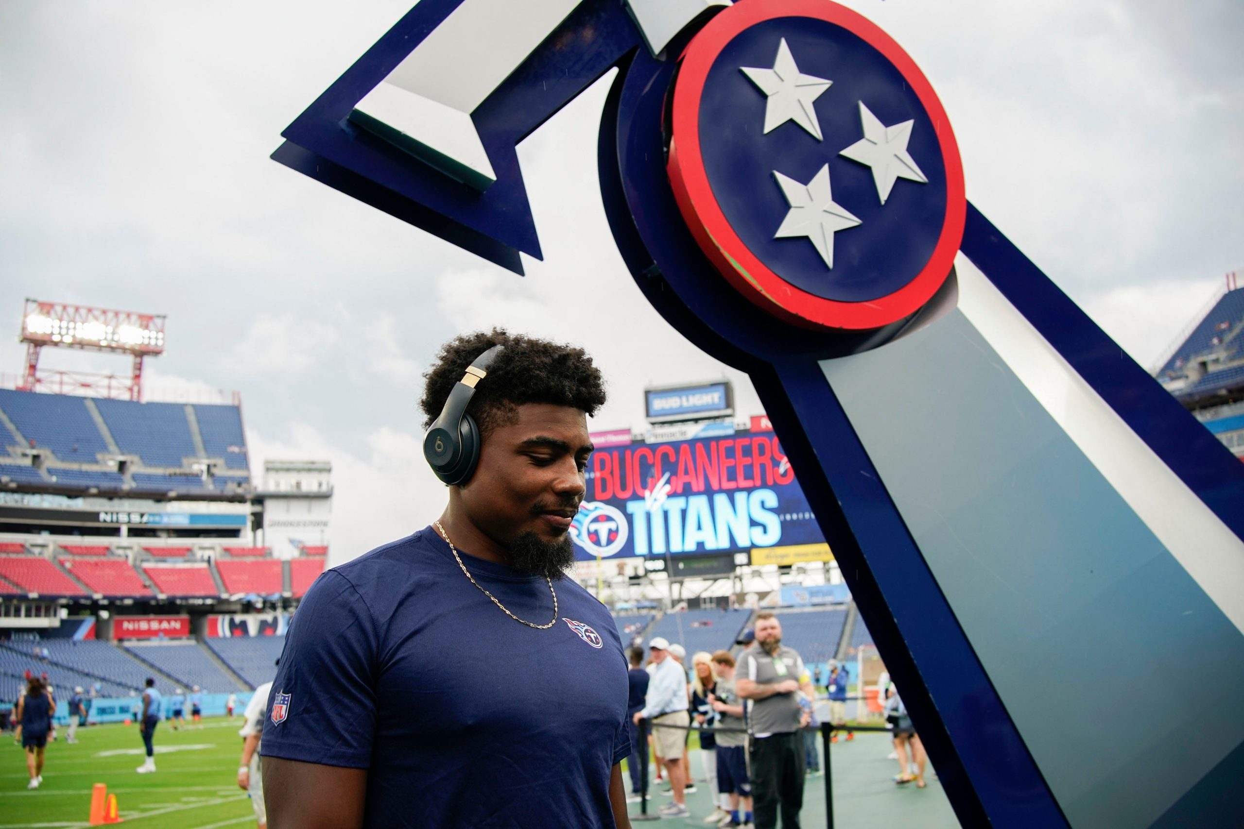 Tennessee Titans wide receiver Treylon Burks (16) walks off the field before the Titans preseason game against the Buccaneers at Nissan Stadium Saturday, Aug. 20, 2022, in Nashville, Tenn. Nfl Tampa Bay Buccaneers At Tennessee Titans