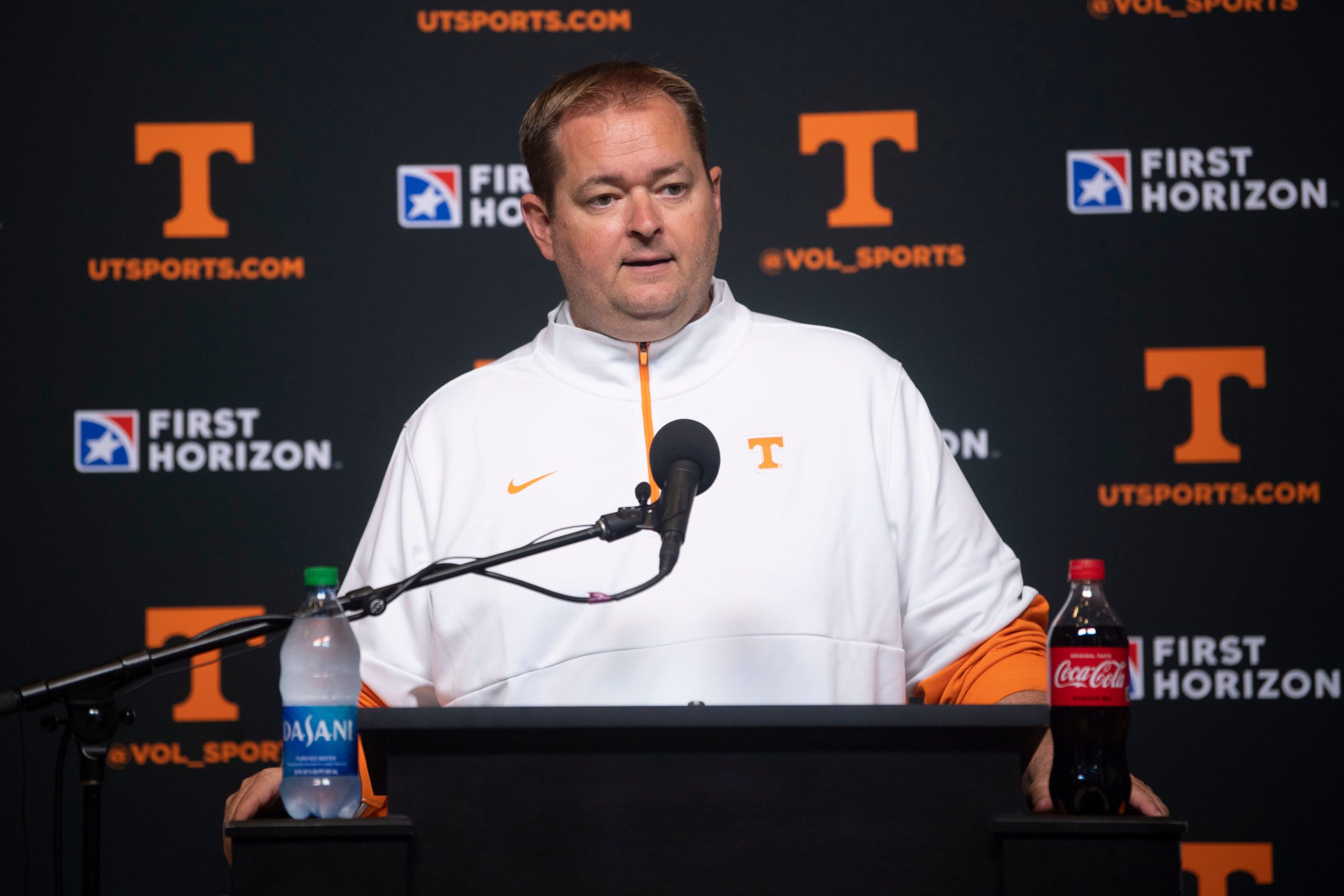 Tennessee Football Coach Josh Heupel answering questions during Media Day in Knoxville, Tenn. on Tuesday, August 3, 2021. Kns Tennessee Football Media Day