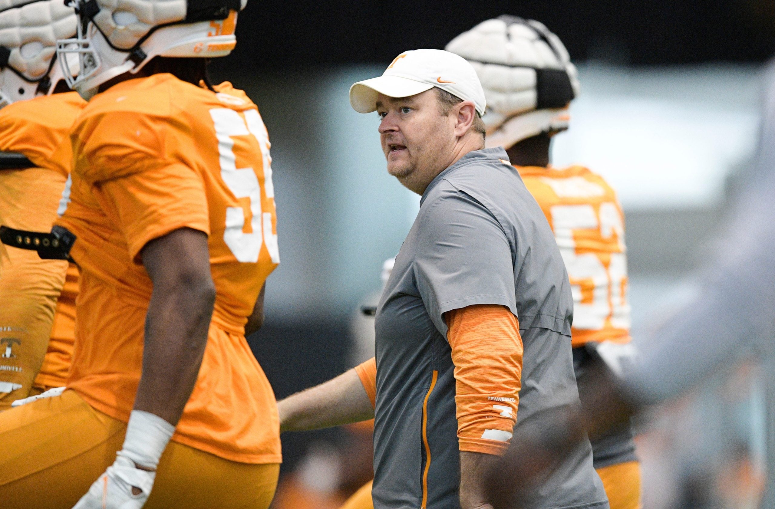 Tennessee Head Coach Josh Heupel during Tennessee football spring practice at Haslam Field in Knoxville, Tenn. on Tuesday, April 5, 2022. Kns Ut Spring Fball 10