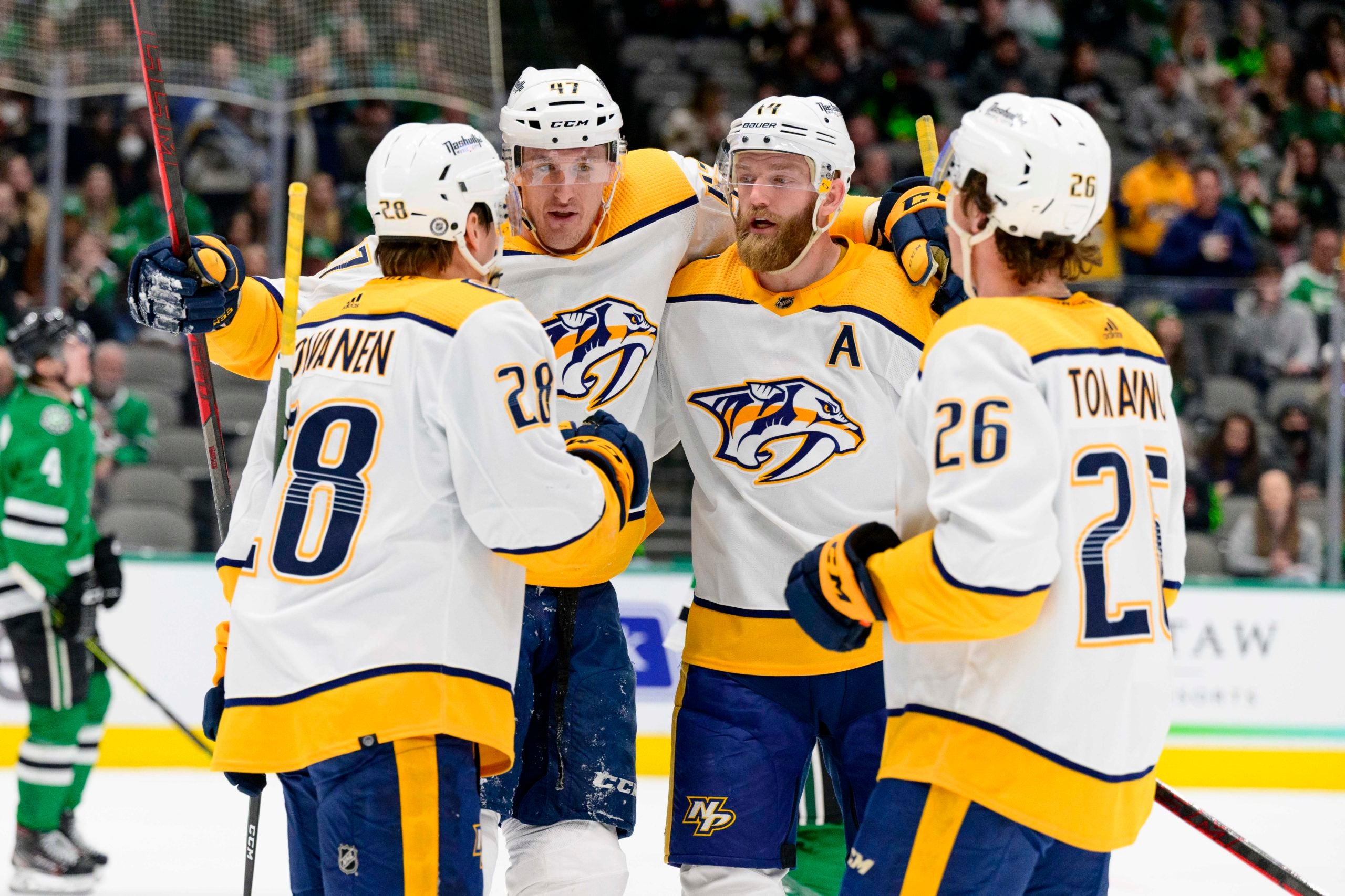 Eeli Tolvanen and Phil Tomasino of the Nashville Predators are just two of the players John Hynes hasn't been playing recently