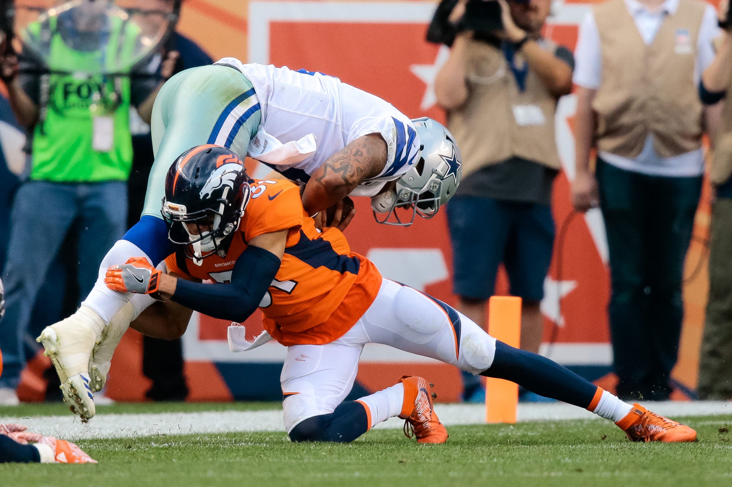 Justin Simmons, Dak Prescott, Dallas Cowboys