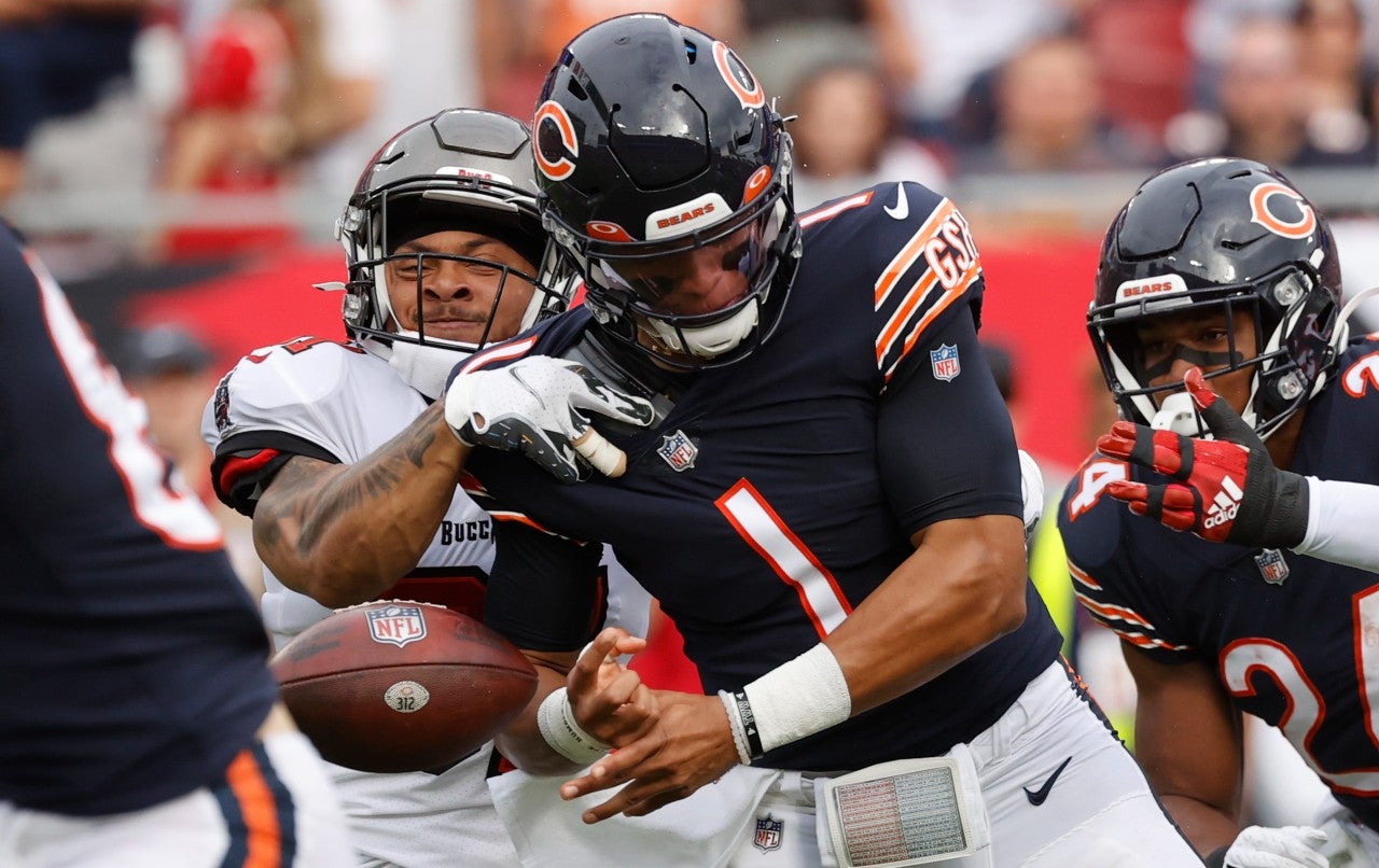 Ryan Poles can lean on his past experience as an offensive lineman to help the Bears fix their front five. Photo credit: Kim Klement-USA TODAY Sports