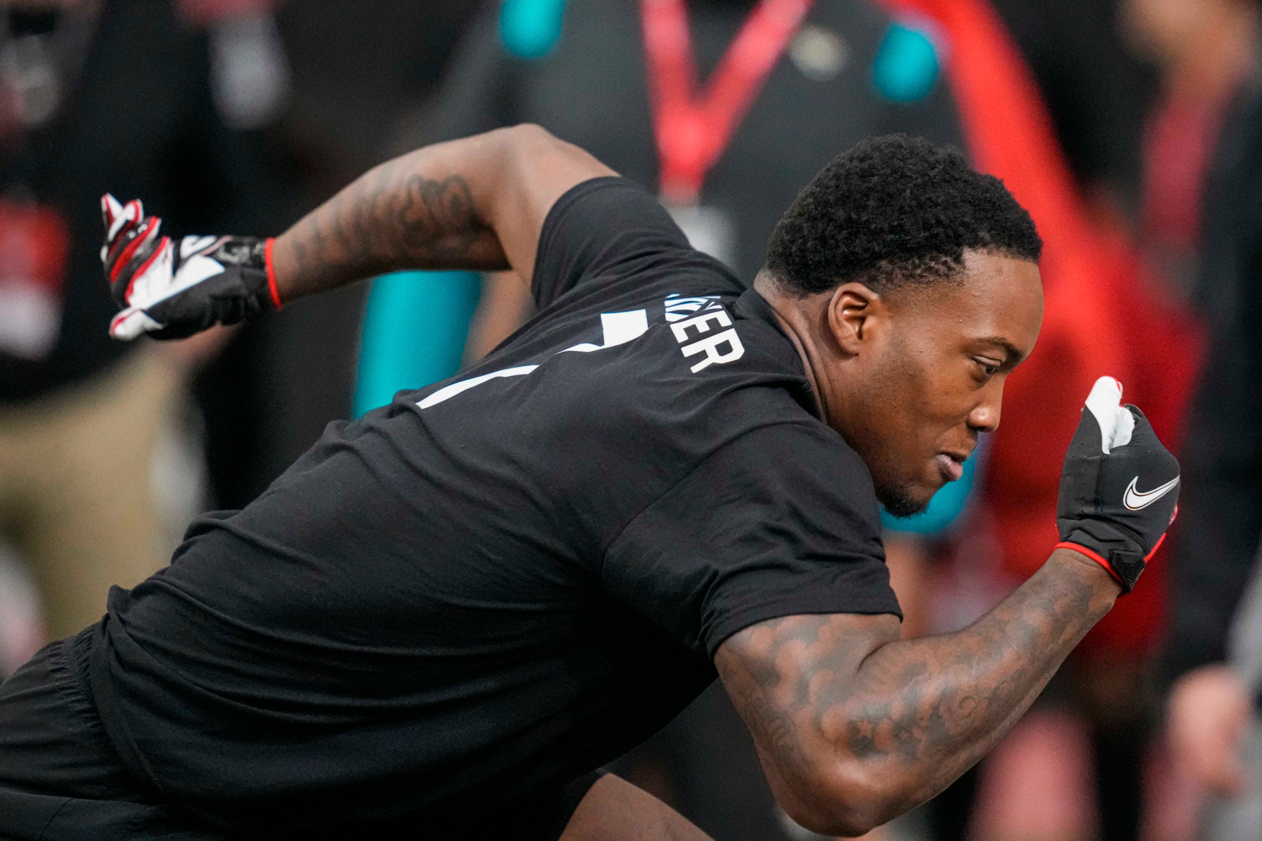 Mar 16, 2022; Atlanta, GA, USA; Georgia Bulldogs linebacker Quay Walker in action during Georgia Pro Day at William Porter Payne and Porter Otis Payne Indoor Athletic Facility. Mandatory Credit: Dale Zanine-USA TODAY Sports