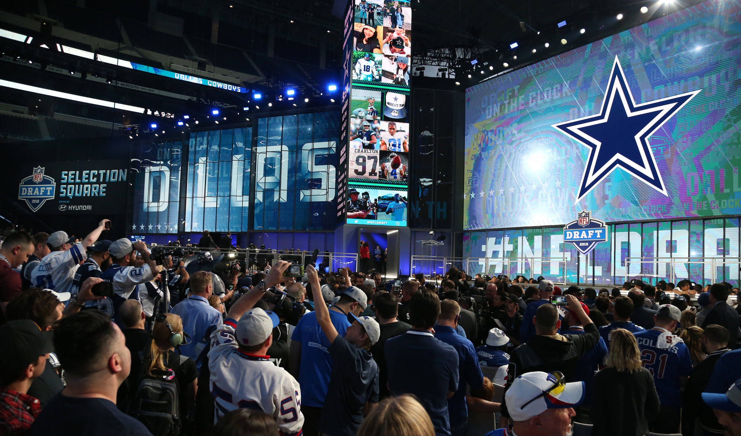 Apr 26, 2018; Arlington, TX, USA; Dallas Cowboys fans wait their nineteen pick in the first round of the 2018 NFL Draft at AT&T Stadium. Mandatory Credit: Matthew Emmons-USA TODAY Sports