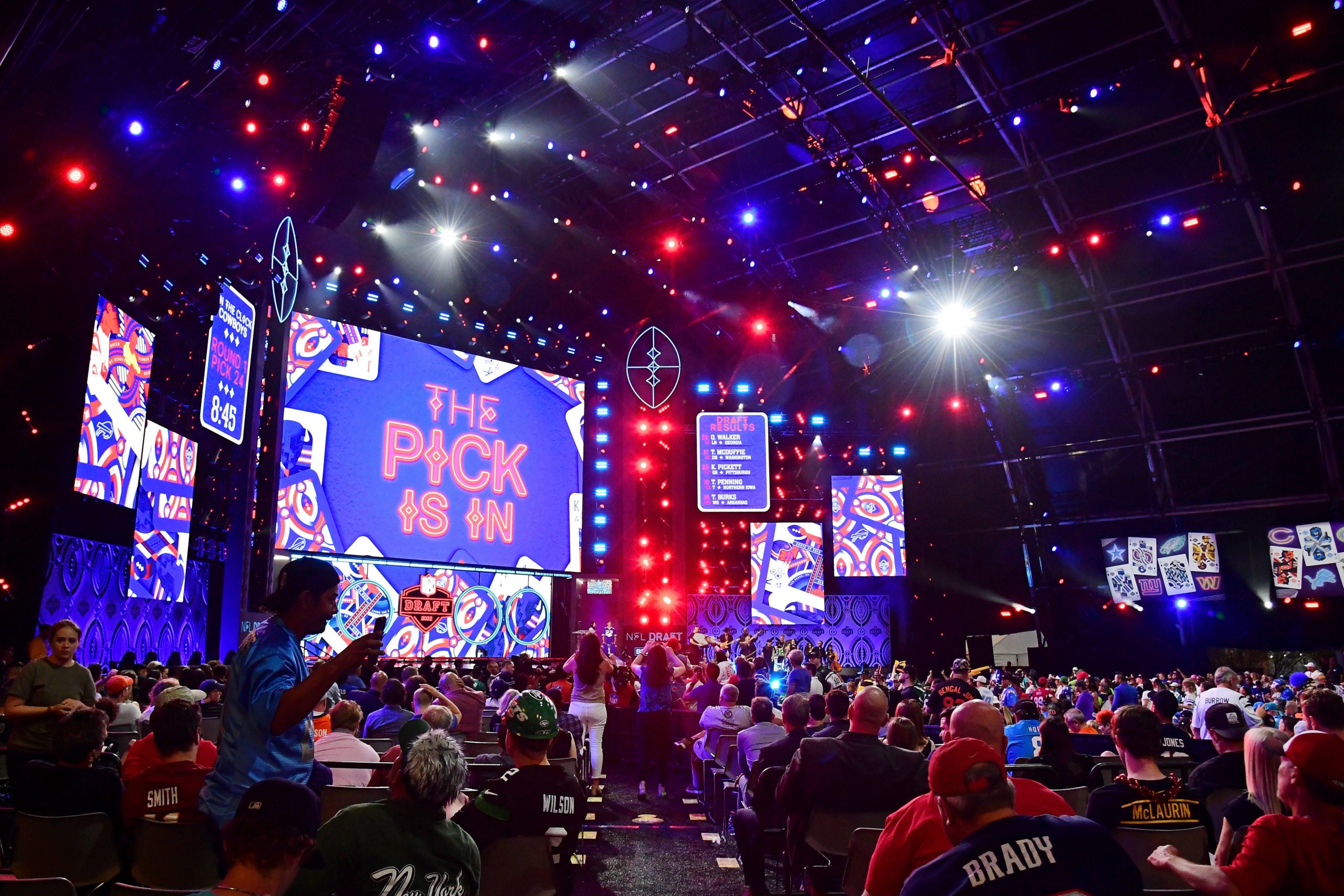 Apr 28, 2022; Las Vegas, NV, USA; A general view while the Dallas Cowboys make their pick during the first round of the 2022 NFL Draft at the NFL Draft Theater. Mandatory Credit: Gary Vasquez-USA TODAY Sports