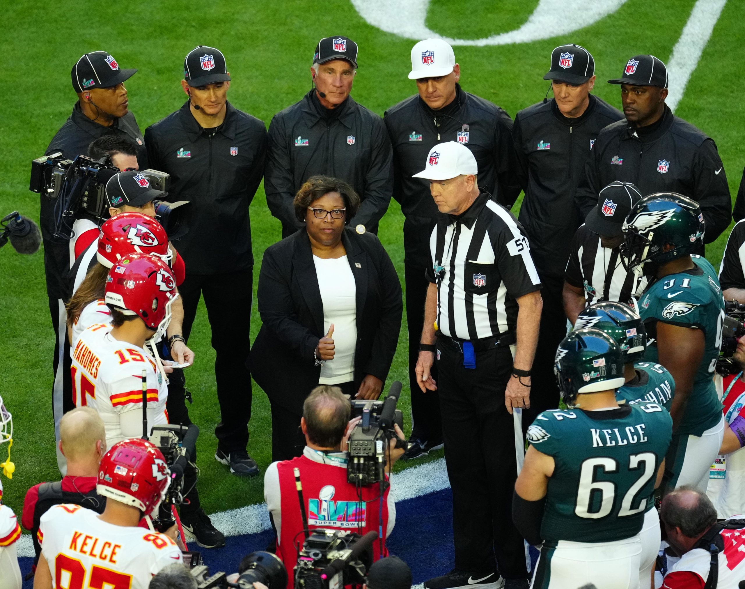 Philadelphia Eagles penalty call JuJu Smith-Schuster James Bradberry call ref official NFL football stats news  Super Bowl LVII
