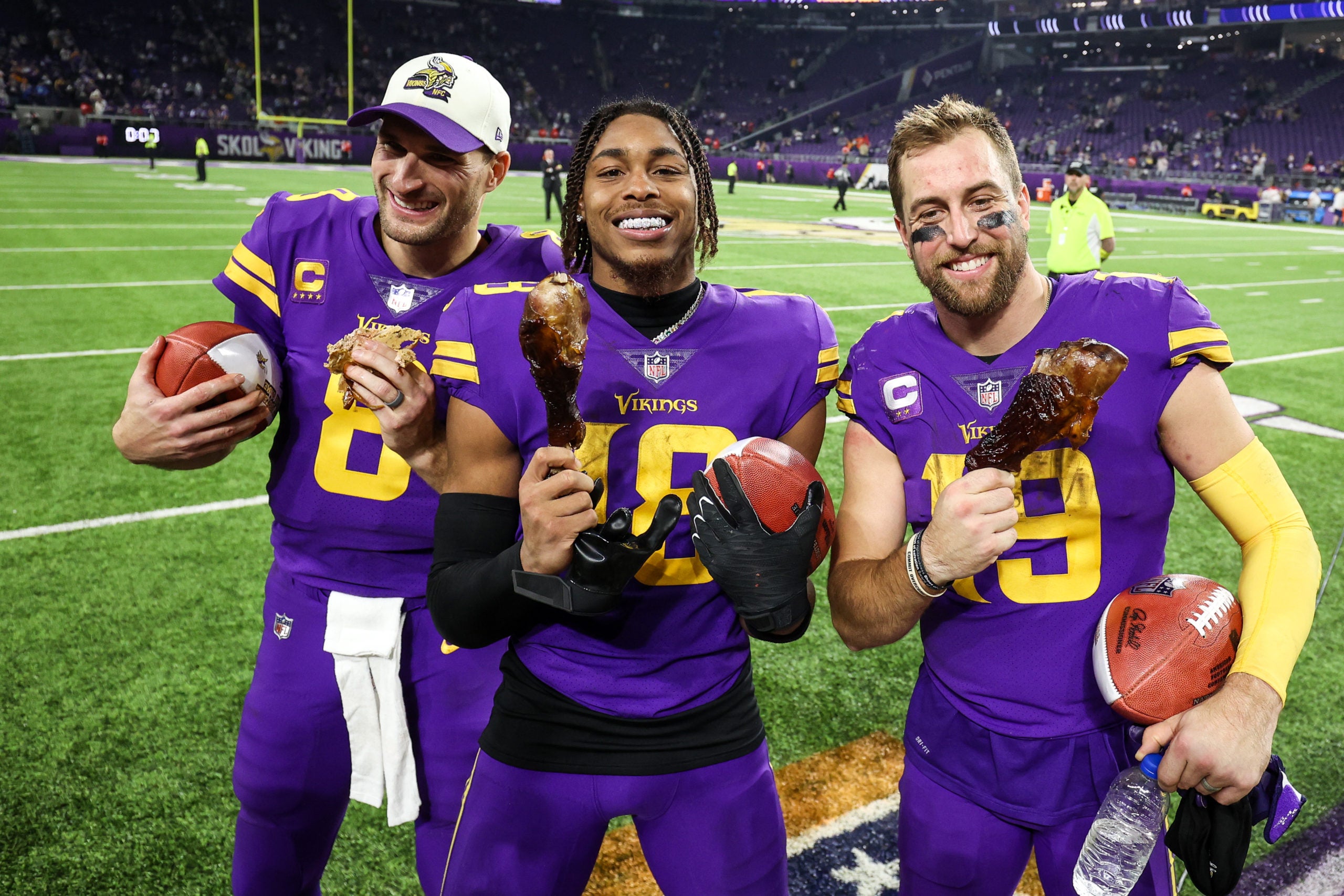 Minnesota Vikings Adam Thielen Kirk Cousins contract salary cap hit space NFL football stats news Justin Jefferson news future free agent trade WR wide receiver