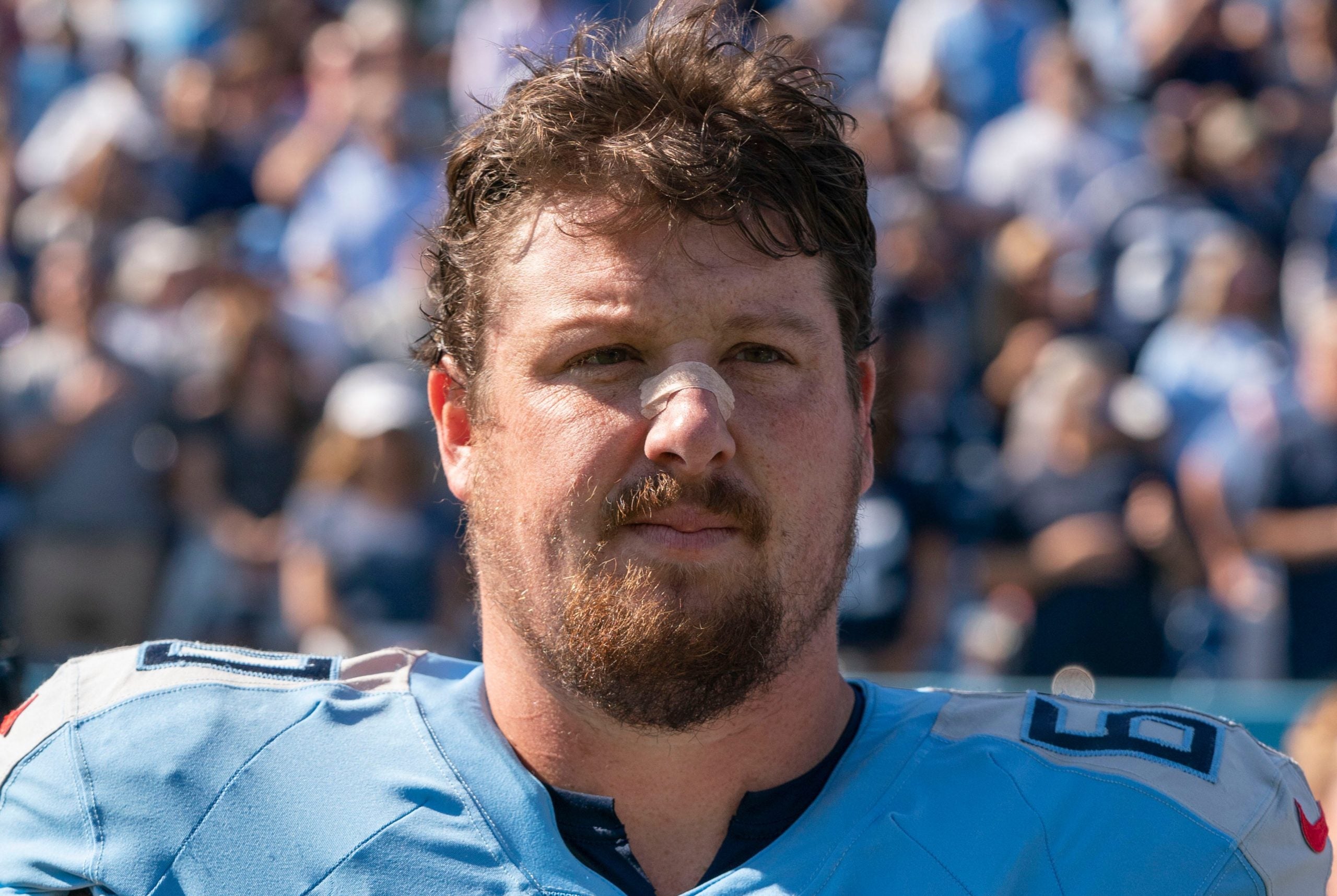Tennessee Titans center Ben Jones (60) before the game against the Indianapolis Colts at Nissan Stadium Sunday, Oct. 23, 2022, in Nashville, Tenn. Nfl Indianapolis Colts At Tennessee Titans