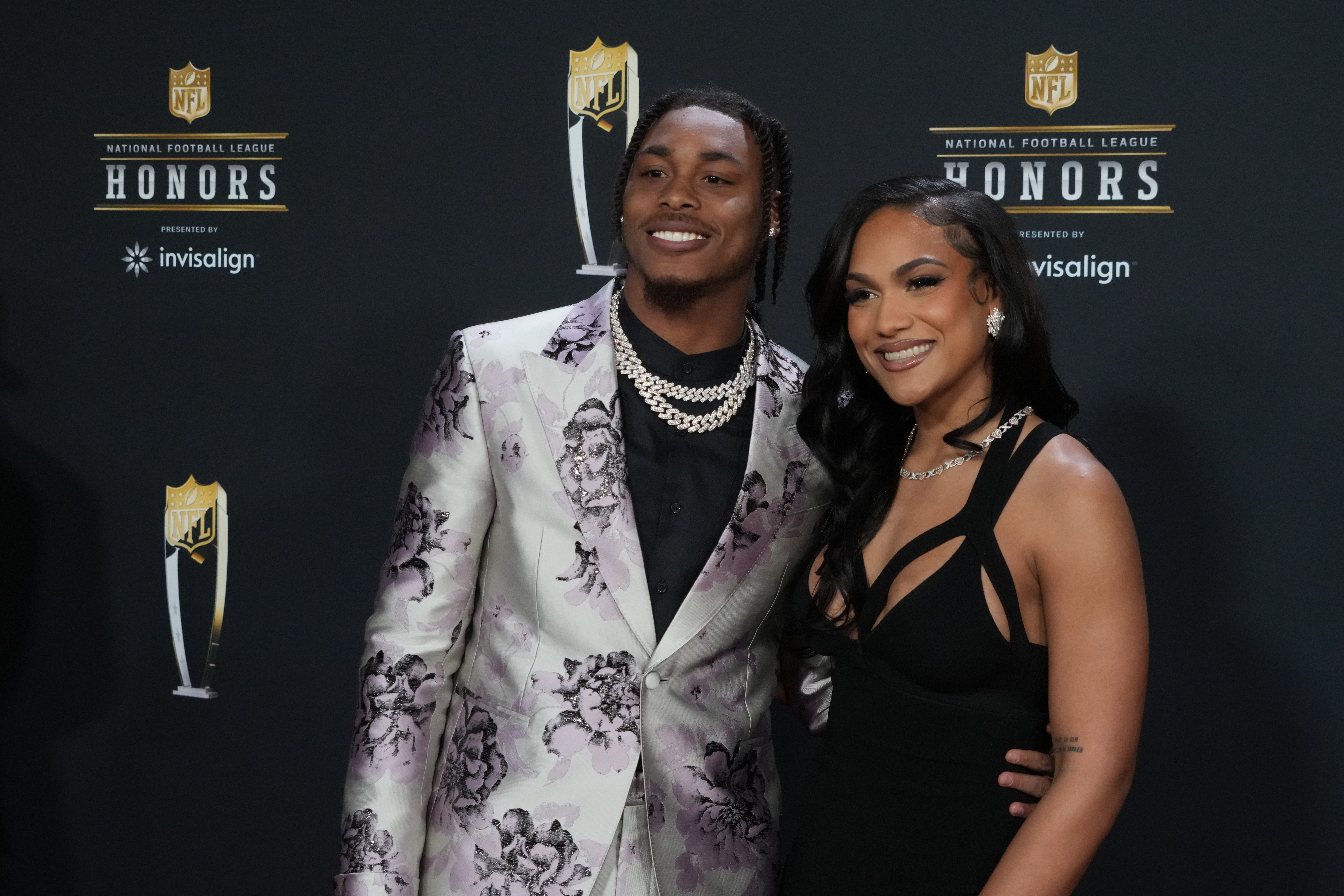 Feb 9, 2023; Phoenix, Arizona, US; Minnesota Vikings wide receiver Justin Jefferson poses for a photo on the red carpet before the NFL Honors award show at Symphony Hall. Mandatory Credit: Kirby Lee-USA TODAY Sports