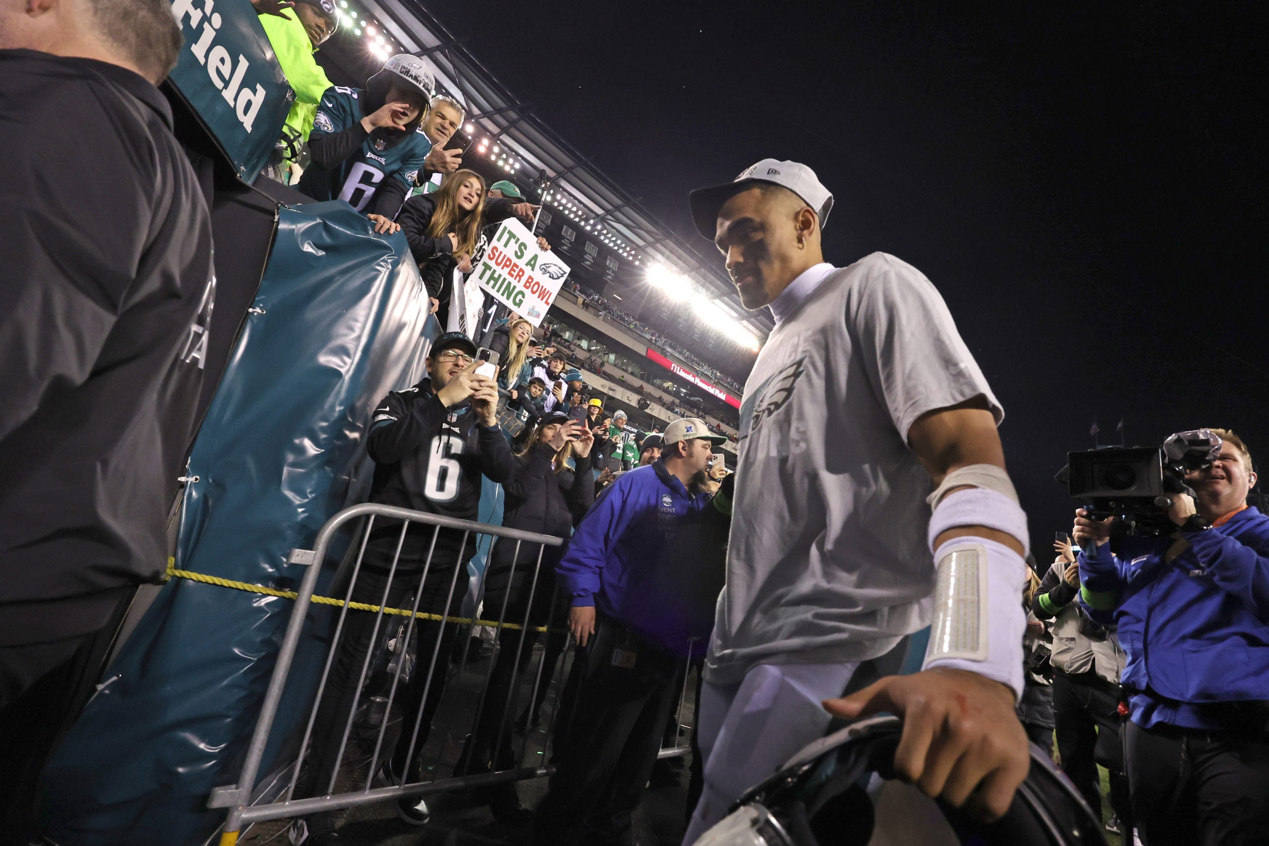 Philadelphia Eagles QB quarterback Jalen Hurts NFC Championship Game Super Bowl LVII fans fanbase NFL football stats news Philly