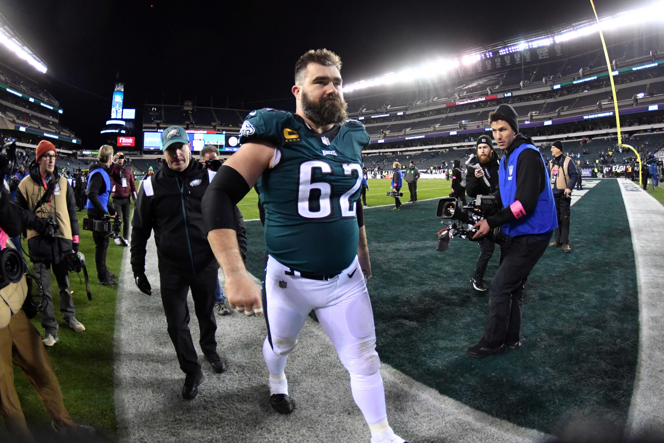 Philadelphia Eagles Jason Kelce trash talk Brandon Graham New York Giants Dexter Lawrence playoffs postseason NFL stats football news