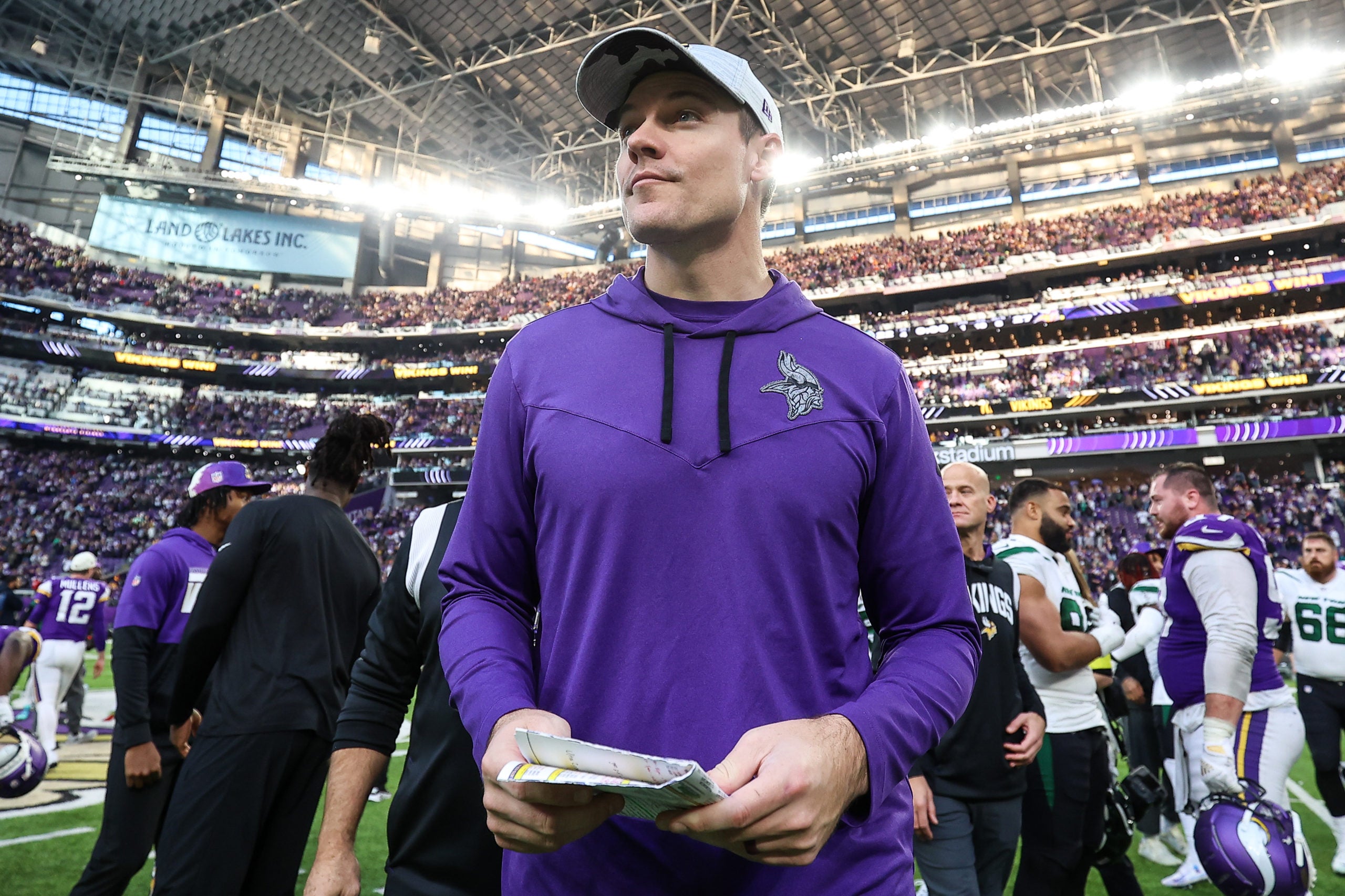 Minnesota Vikings head coach Kevin O'Connell head coach franchise history trend record playoffs postseason NFL football stats news