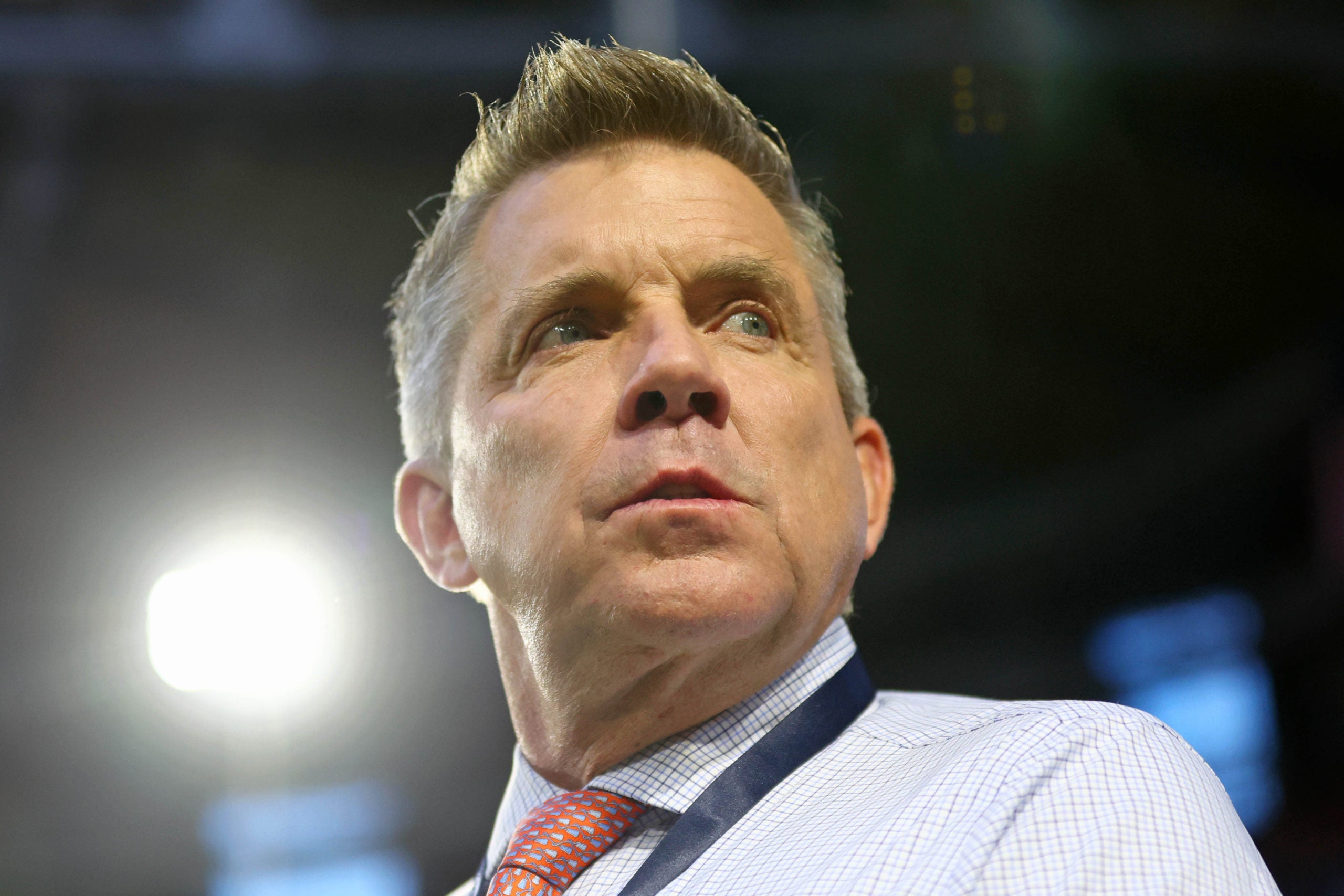 Feb 12, 2023; Glendale, Arizona, US; Denver Broncos head coach Sean Payton looks on during the second quarter of Super Bowl LVII at State Farm Stadium. Mandatory Credit: Mark J. Rebilas-USA TODAY Sports