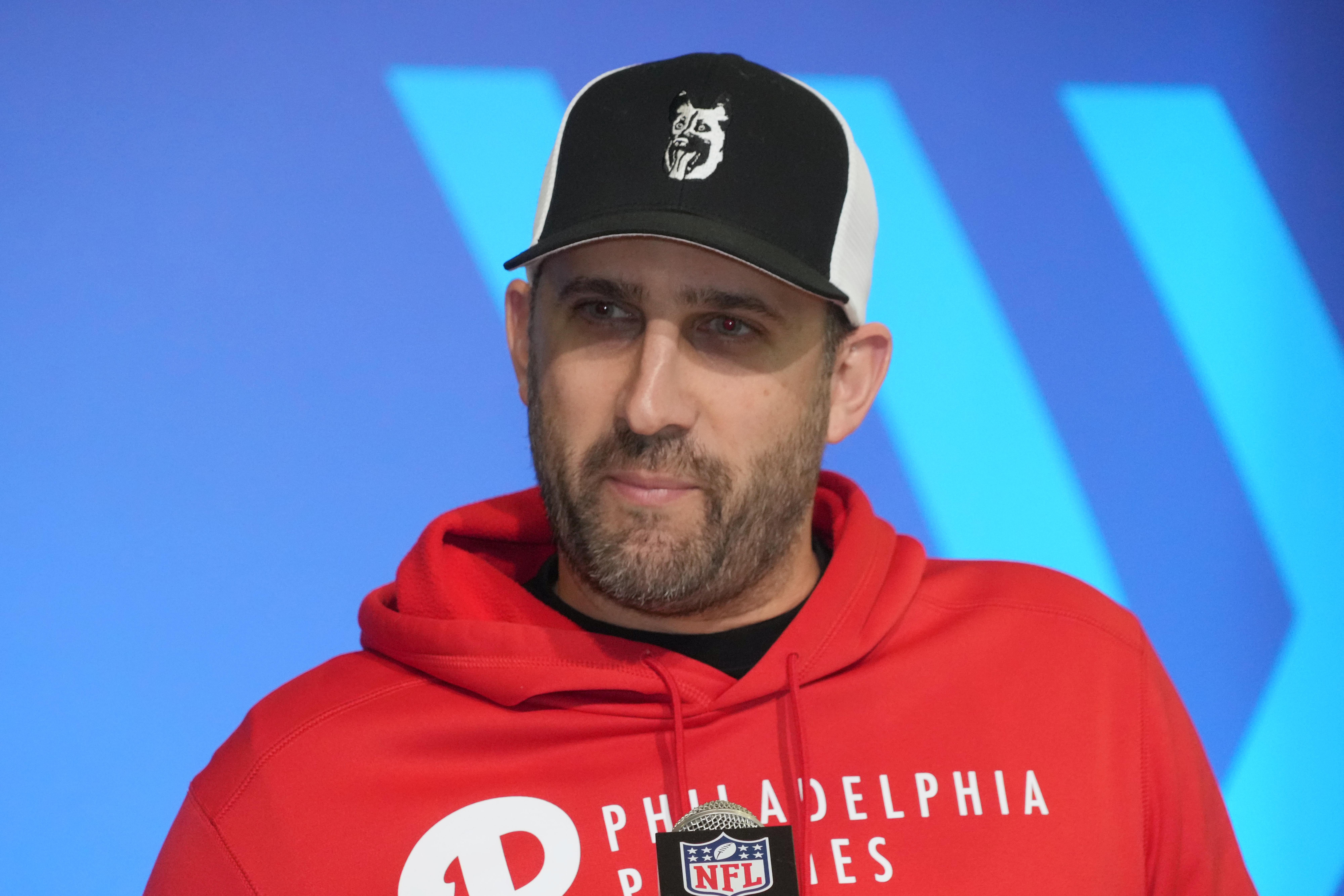 Feb 28, 2023; Indianapolis, IN, USA; Philadelphia Eagles coach Nick Sirianni during the NFL combine at the Indiana Convention Center.