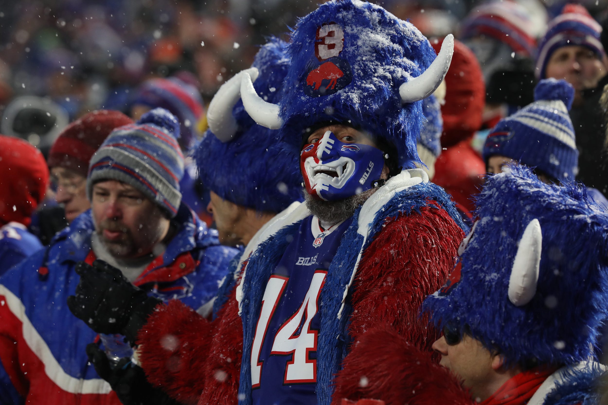 Buffalo Bills fans inside Highmark Stadium