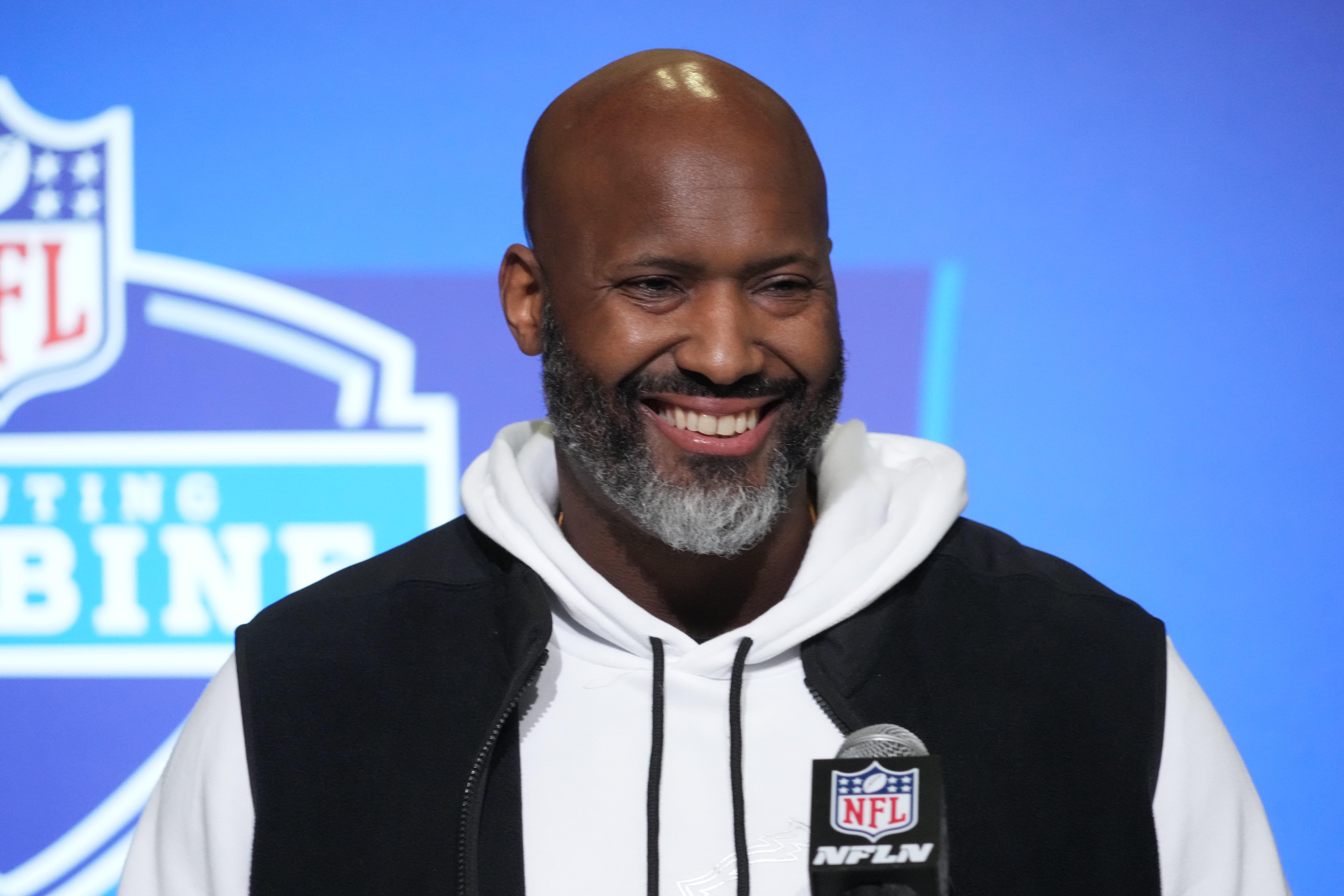 Mar 1, 2023; Indianapolis, IN, USA; Detroit Lions general manager Brad Holmes during the NFL Scouting Combine at the Indiana Convention Center. Mandatory Credit: Kirby Lee-USA TODAY Sports