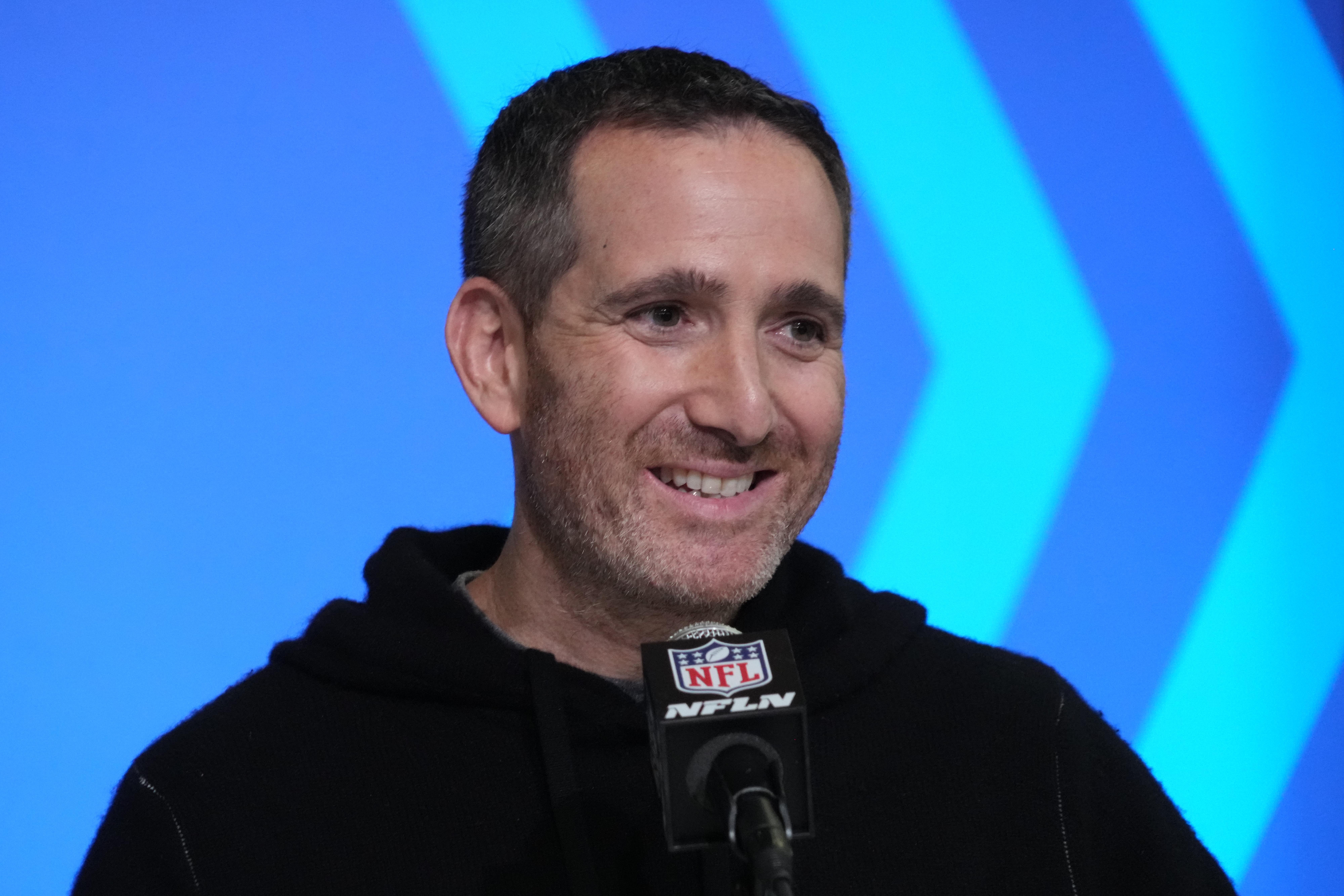 Feb 28, 2023; Indianapolis, IN, USA; Philadelphia Eagles general manager Howie Roseman during the NFL combine at the Indiana Convention Center. Mandatory Credit: Kirby Lee-USA TODAY Sports