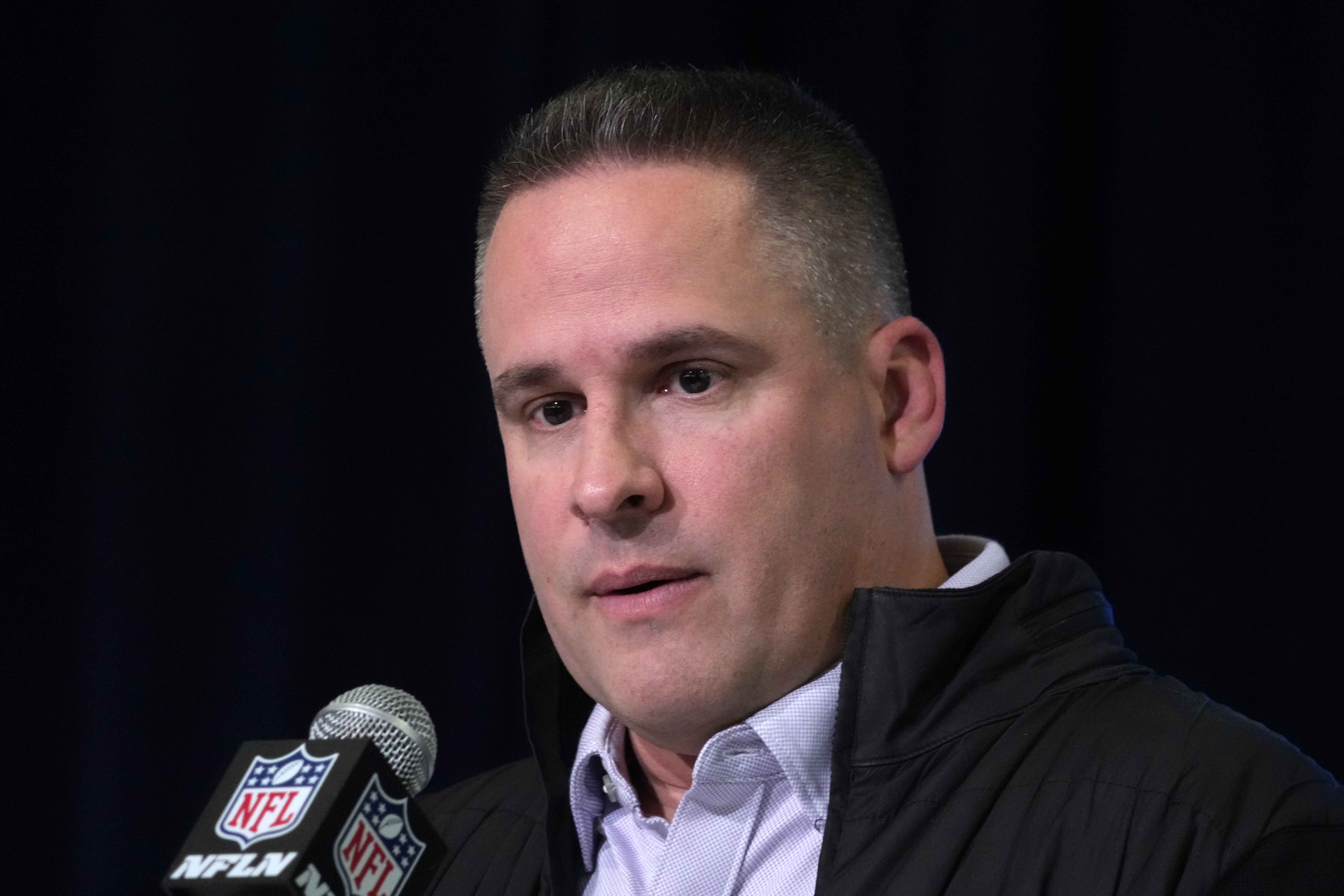 Feb 28, 2023; Indianapolis, IN, USA; Las Vegas Raiders coach Josh McDaniels during the NFL combine at the Indiana Convention Center.