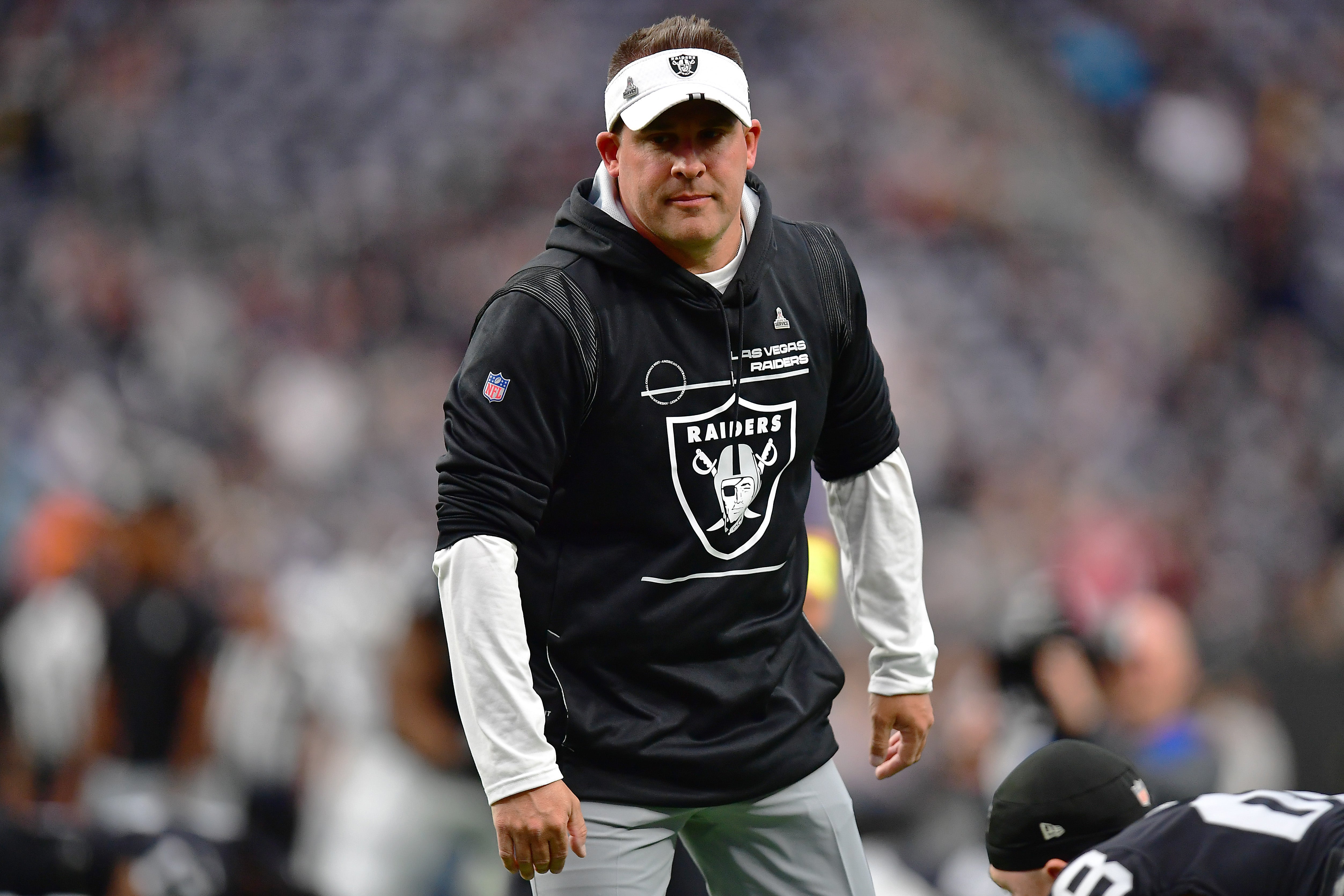 Nov 13, 2022; Paradise, Nevada, USA; Las Vegas Raiders head coach Josh McDaniels before the game against the Indianapolis Colts at Allegiant Stadium.